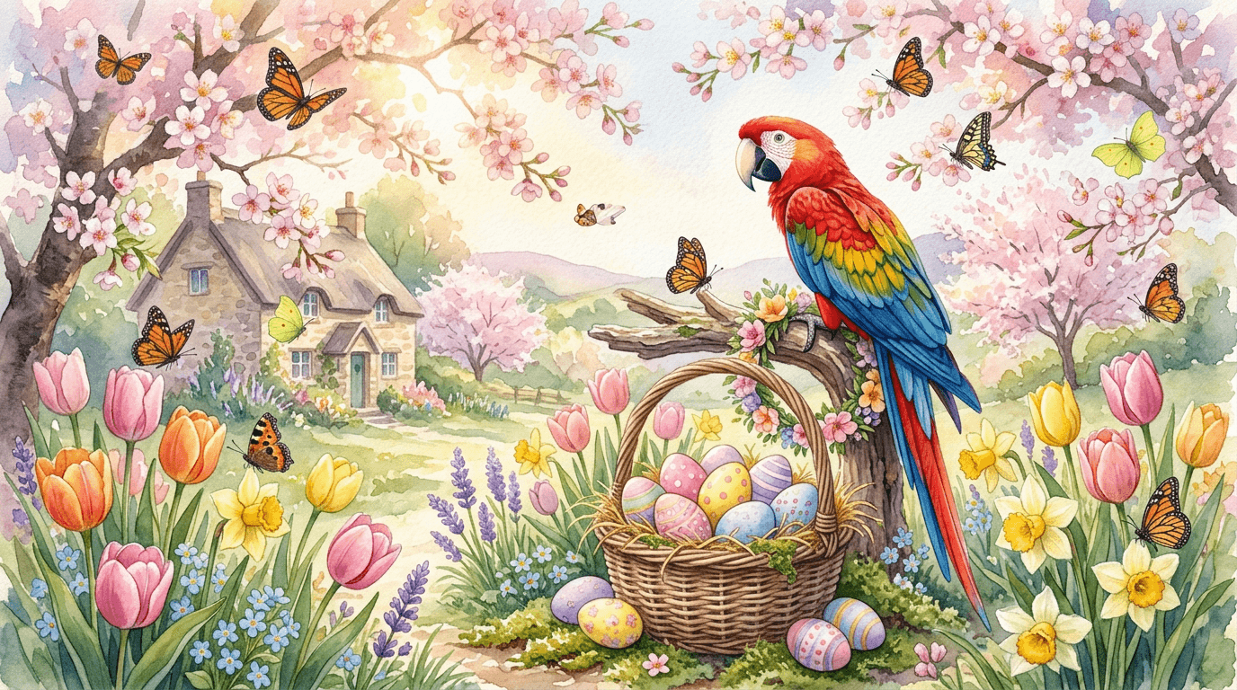 Easter Bird Portraits - Easter Garden style bird portrait