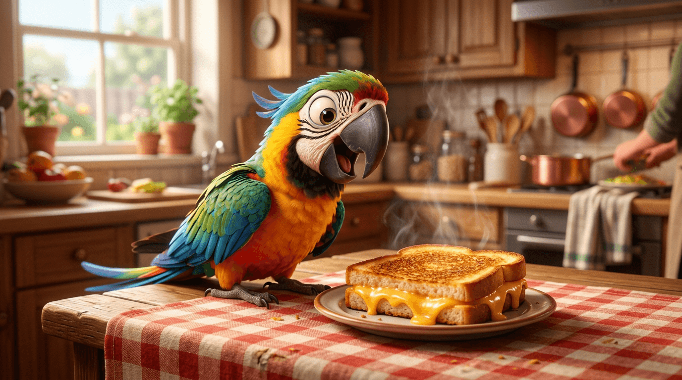 Grilled Cheese Bird Portraits - Grilled Cheese (Pixar) style bird portrait