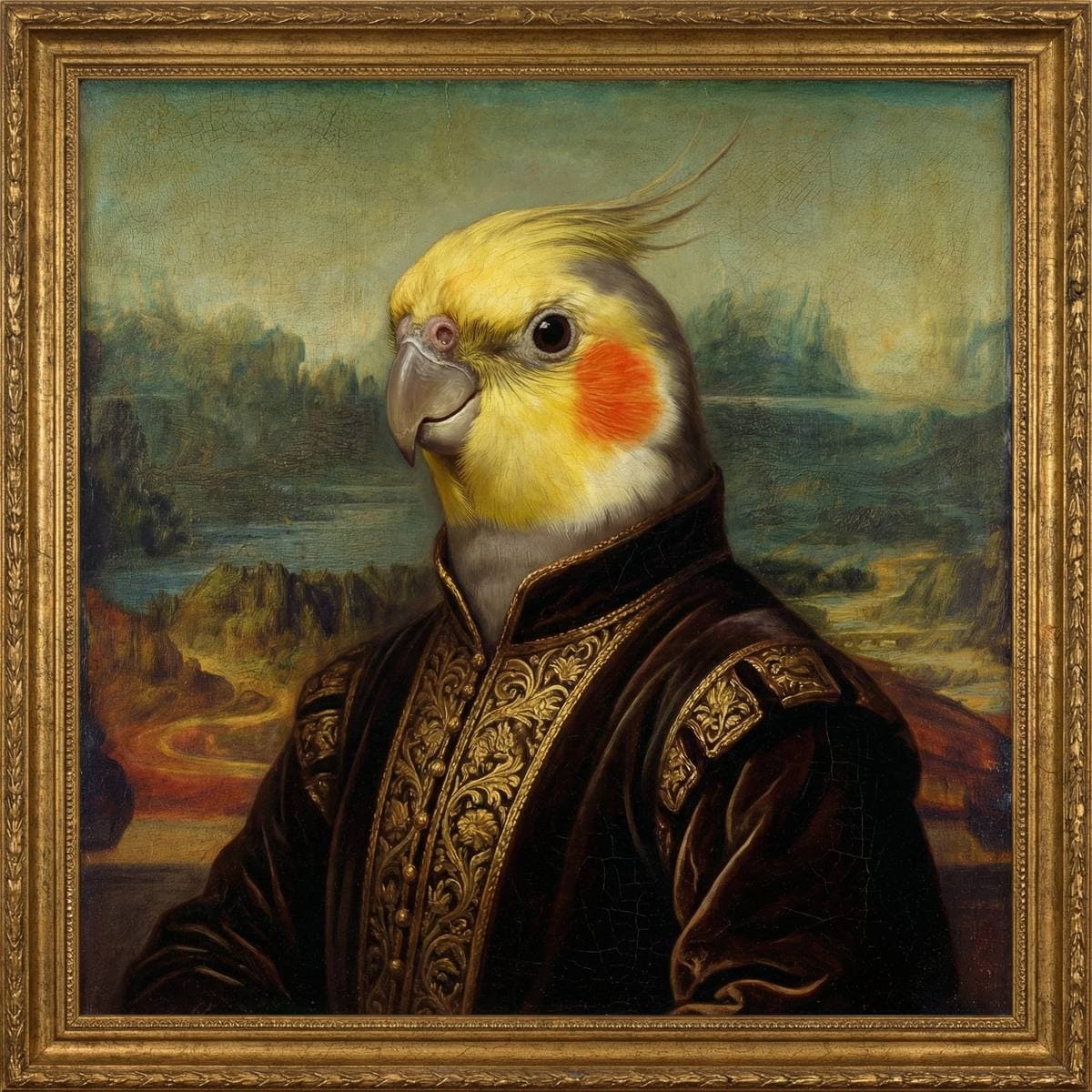 Bird poster art - Mona Lisa style bird art poster