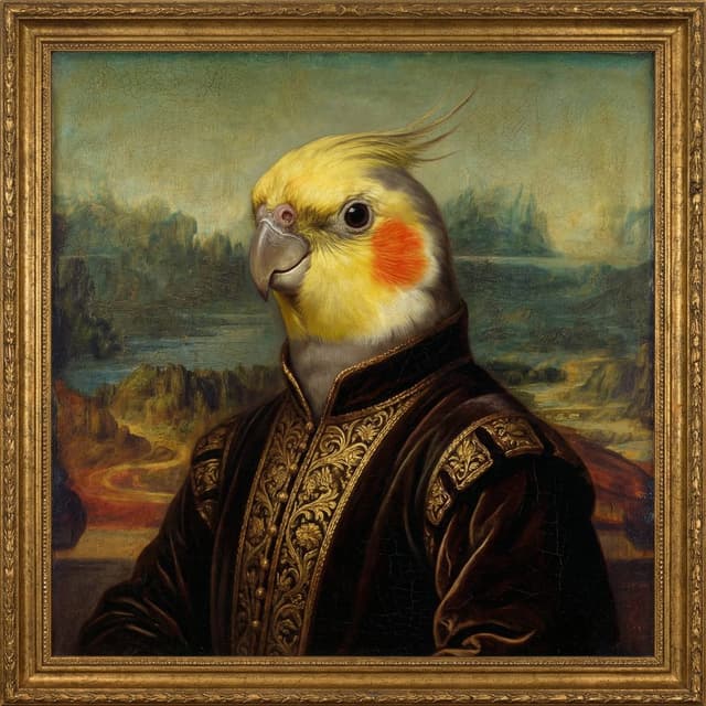 Vintage Bird Art - Mona Lisa style portrait