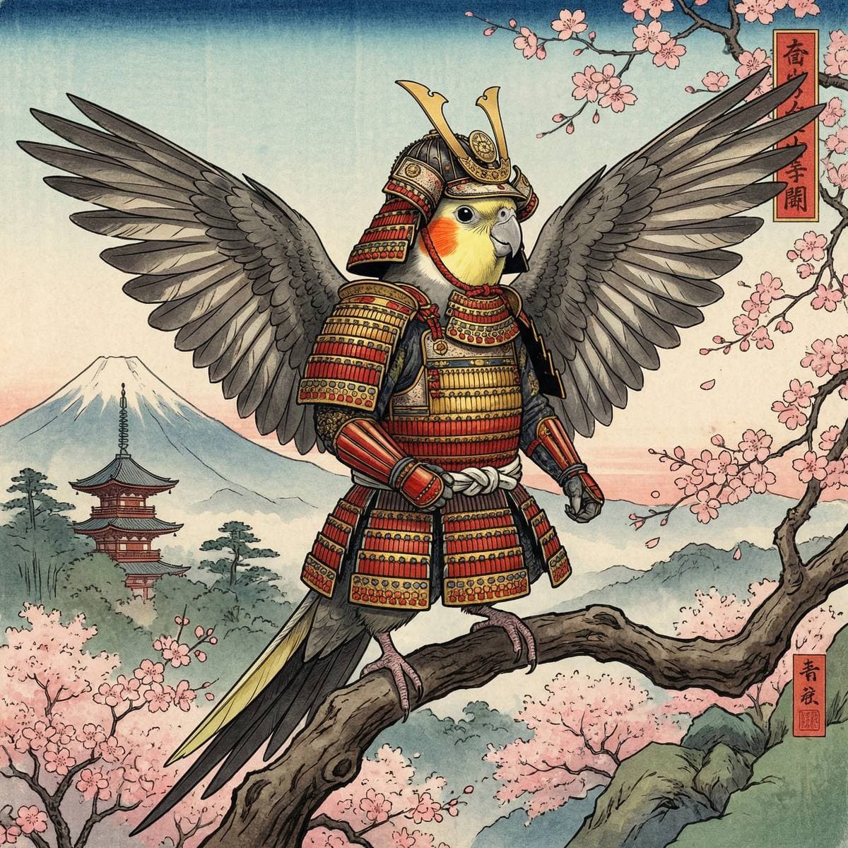 Japanese Bird Art From Your Photos - Samurai style portrait