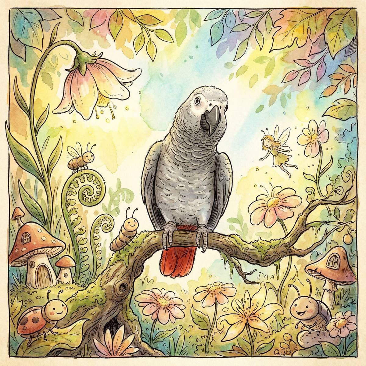 Scandinavian Bird Art From Your Photos - Storybook style bird portrait