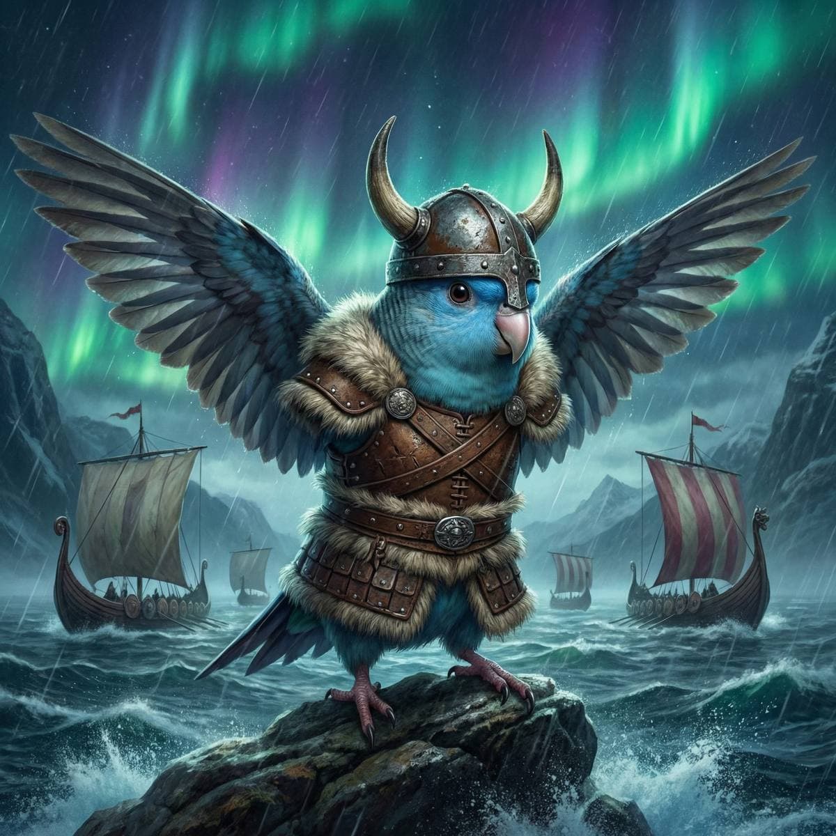 Bird framed art - Viking warrior style framed bird wall art