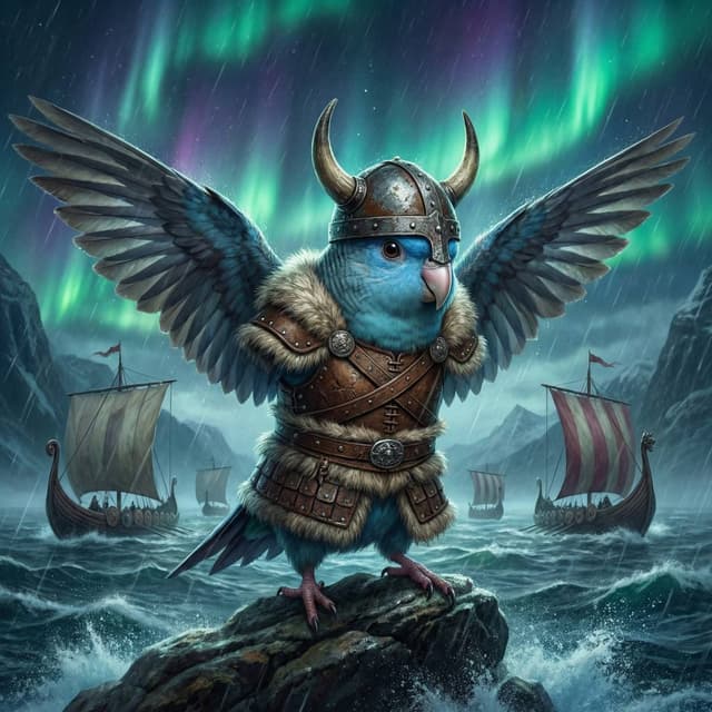 Phoenix Bird Art - Viking Warrior style portrait